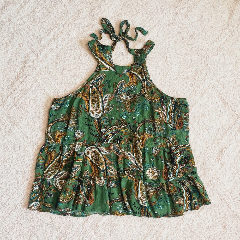 Green Paisley Women's Top
